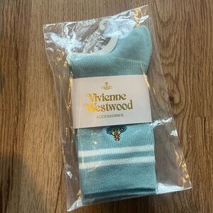 Vivienne Westwood Women Sky Blue and White Socks
